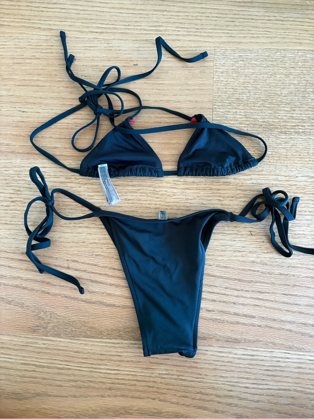 Black Tie-Side Triangle Bikini Set - Women Swim - Picture 3 of 4
